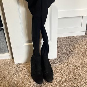 Suede over the knee sock boots